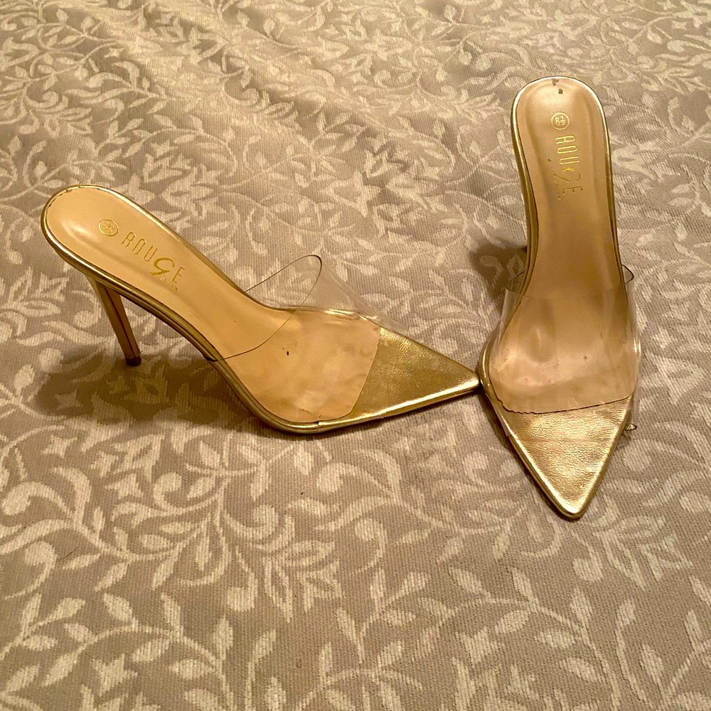 Gold clear shoes